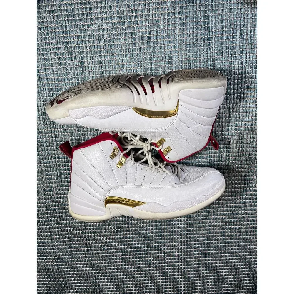 Nike Air Jordan 12 Retro Fiba 2019 Size 10 130690-107 White/Red/Gold Athletic‎